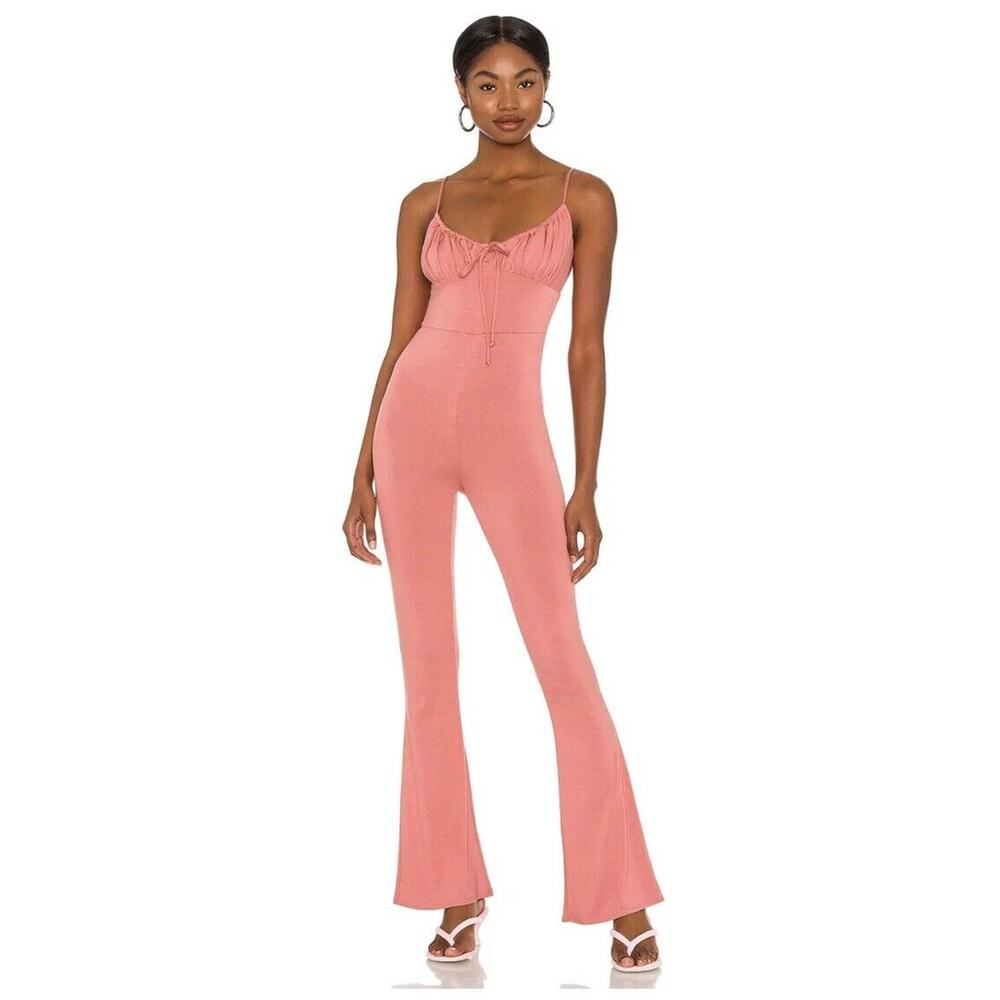 Revolve Lovers + Friends Jumpsuit Pink Archie Sleeveless Flare Medium New u5